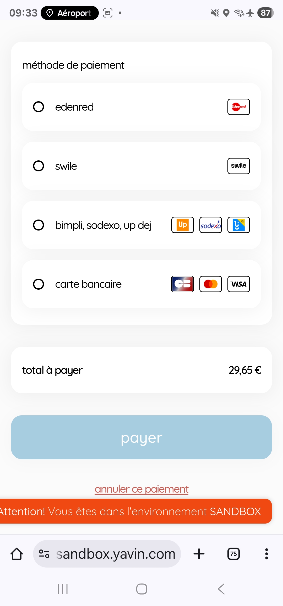 Méthodes de paiement UPOS
